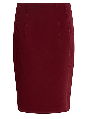 oodji Collection Mujer Falda Recta de Tiro Alto, Rojo, ES 42 / L