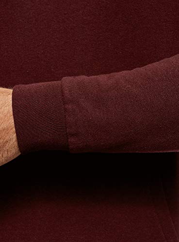 oodji Ultra Hombre Sudadera Básica con Capucha y Bolsillo, Rojo, ES 58-60 / XXL