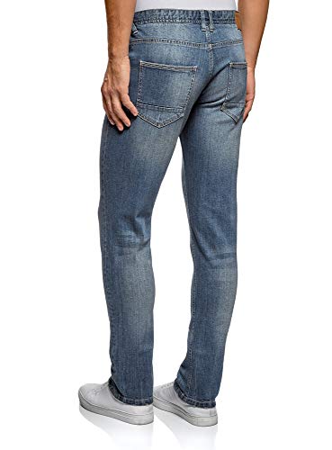 oodji Ultra Hombre Vaqueros Básicos Slim, Azul, 29W / 34L