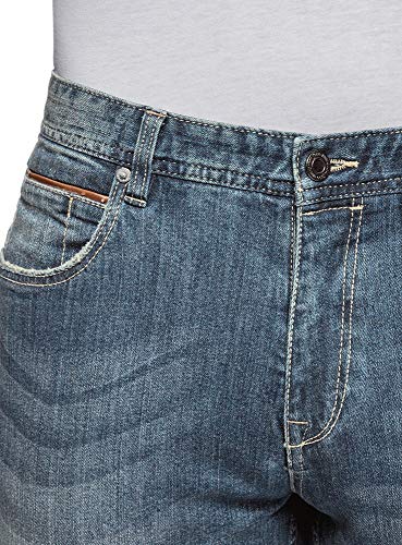 oodji Ultra Hombre Vaqueros Básicos Slim, Azul, 29W / 34L