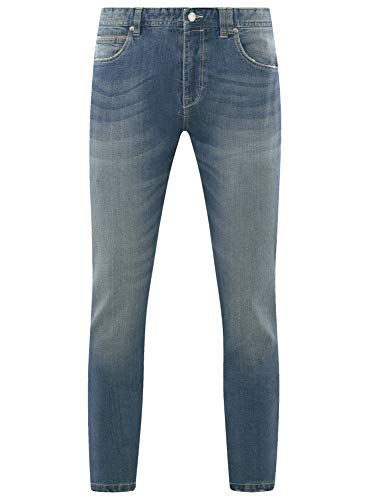 oodji Ultra Hombre Vaqueros Básicos Slim, Azul, 29W / 34L