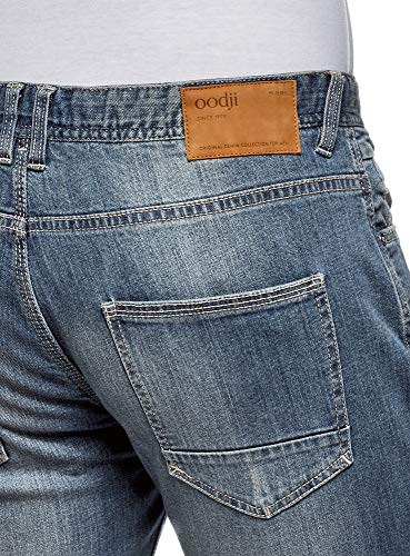 oodji Ultra Hombre Vaqueros Básicos Slim, Azul, 29W / 34L