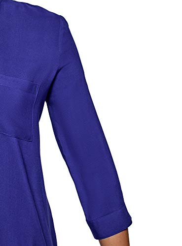 oodji Ultra Mujer Blusa de Viscosa con Mangas 3/4 Transformables, Azul, ES 40 / M