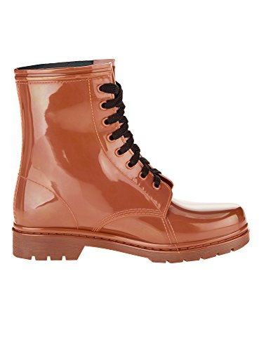 oodji Ultra Mujer Botas de Goma Cortas con Cordones, Marrón, 38 EU / 5 UK