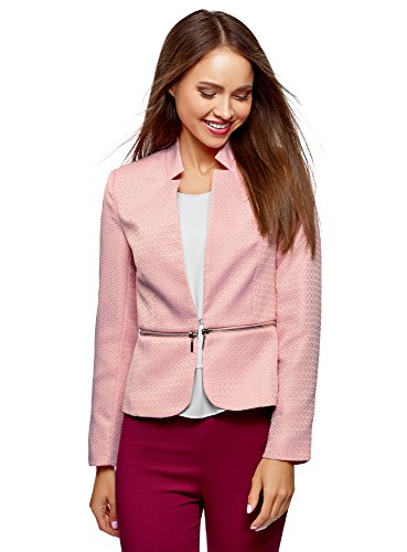 oodji Ultra Mujer Chaqueta Transformable con Parte Inferior Desmontable, Rosa, ES 42 / L