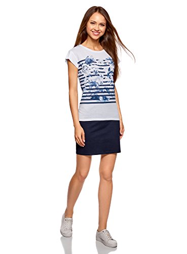 oodji Ultra Mujer Falda Básica de Punto, Azul, ES 34 / XXS