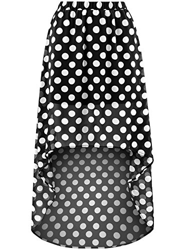 oodji Ultra Mujer Falda de Gasa con Parte Inferior Asimétrica, Negro, ES 36 / XS