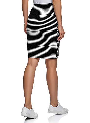 oodji Ultra Mujer Falda de Punto con Parte Inferior Asimétrica, Negro, ES 46 / XXL