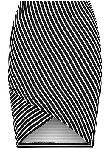 oodji Ultra Mujer Falda de Punto con Parte Inferior Asimétrica, Negro, ES 46 / XXL