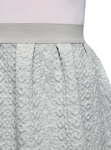 oodji Ultra Mujer Falda de Tejido Texturizado con Cinturón Elástico, Gris, ES 34 / XXS
