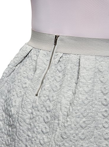 oodji Ultra Mujer Falda de Tejido Texturizado con Cinturón Elástico, Gris, ES 34 / XXS