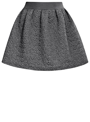 oodji Ultra Mujer Falda de Tejido Texturizado con Cinturón Elástico, Gris, ES 36 / XS