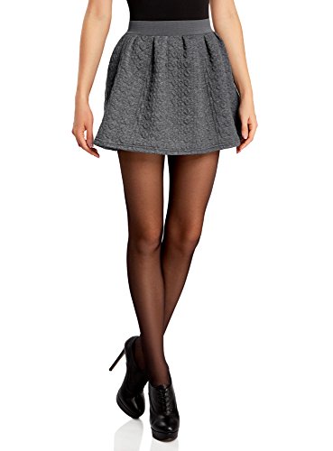 oodji Ultra Mujer Falda de Tejido Texturizado con Cinturón Elástico, Gris, ES 36 / XS