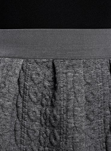 oodji Ultra Mujer Falda de Tejido Texturizado con Cinturón Elástico, Gris, ES 36 / XS