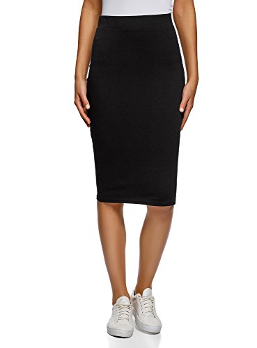 oodji Ultra Mujer Falda Lápiz Básica, Negro, ES 42 / L