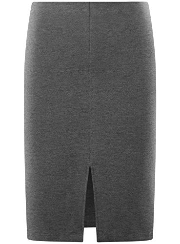 oodji Ultra Mujer Falda Lápiz con Abertura, Gris, ES 44 / XL