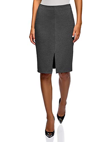 oodji Ultra Mujer Falda Lápiz con Abertura, Gris, ES 44 / XL