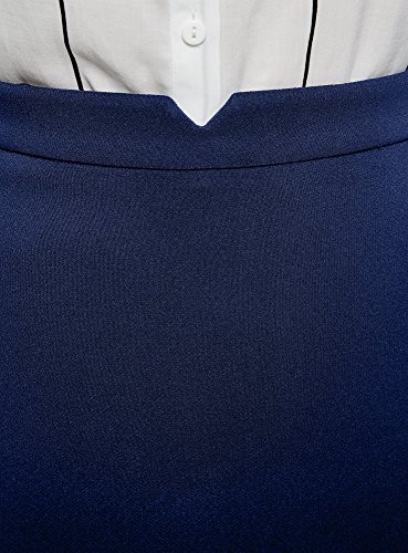 oodji Ultra Mujer Falda Lápiz con Cremallera, Azul, ES 36 / XS