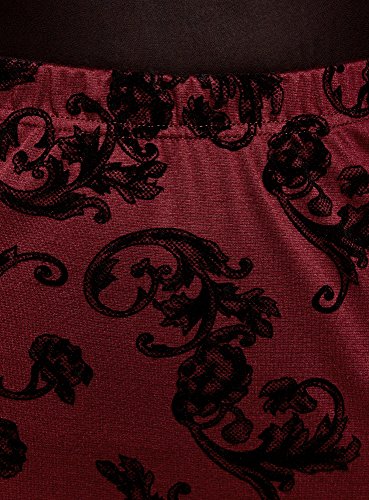 oodji Ultra Mujer Falda Lápiz con Estampado de Felpa, Rojo, ES 34 / XXS