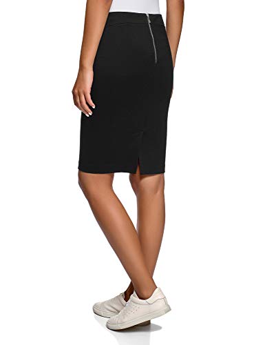 oodji Ultra Mujer Falda Lápiz de Punto, Negro, ES 34 / XXS