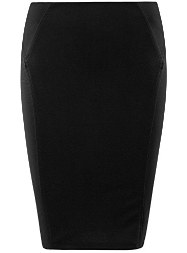 oodji Ultra Mujer Falda Lápiz de Punto, Negro, ES 34 / XXS