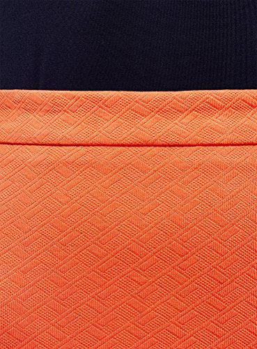oodji Ultra Mujer Falda-Lapiz de Tejido Texturizado, Naranja, ES 38 / S