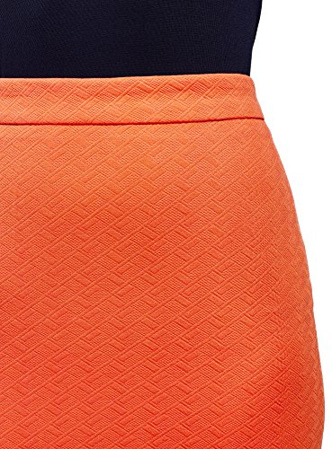 oodji Ultra Mujer Falda-Lapiz de Tejido Texturizado, Naranja, ES 38 / S