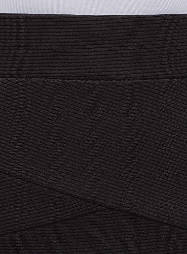 oodji Ultra Mujer Falda Lapiz de Tejido Texturizado, Negro, ES 36 / XS