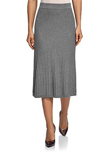 oodji Ultra Mujer Falda Larga de Punto, Gris, ES 38 / S