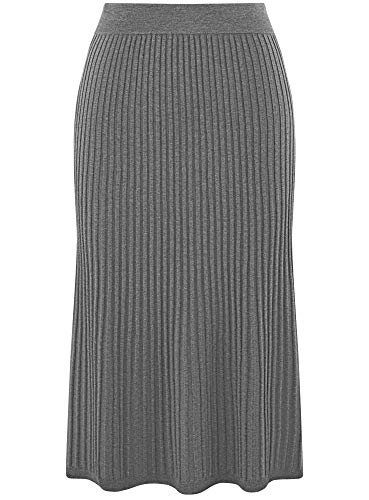 oodji Ultra Mujer Falda Larga de Punto, Gris, ES 40 / M