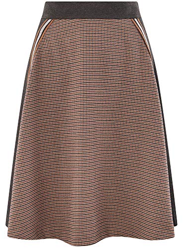 oodji Ultra Mujer Falda Midi a Cuadros, Marrón, ES 44 / XL