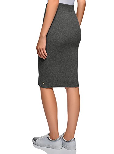 oodji Ultra Mujer Falda Midi de Punto, Gris, ES 40 / M