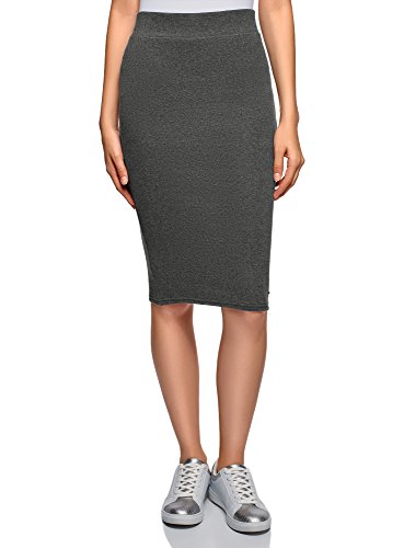oodji Ultra Mujer Falda Midi de Punto, Gris, ES 40 / M