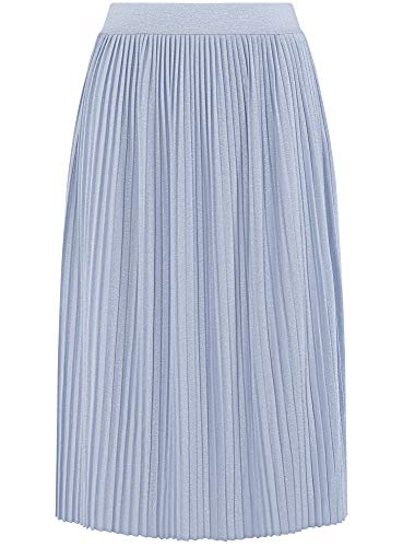 oodji Ultra Mujer Falda Midi Plisada, Azul, ES 44 / XL