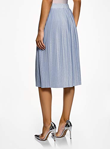 oodji Ultra Mujer Falda Midi Plisada, Azul, ES 44 / XL