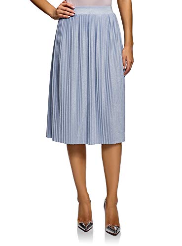 oodji Ultra Mujer Falda Midi Plisada, Azul, ES 44 / XL