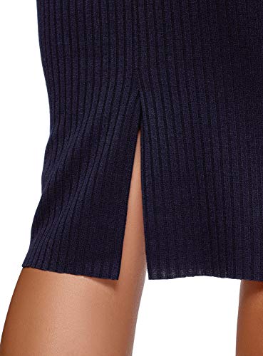 oodji Ultra Mujer Falda Texturizada con Elástico, Azul, ES 40 / M