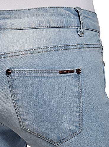 oodji Ultra Mujer Pantalón Corto Vaquero Alargado, Azul, ES 36 / XS, Talla fabricante: 26