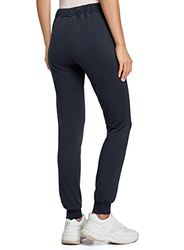 oodji Ultra Mujer Pantalones de Punto con Cordones, Azul, ES 36 / XS