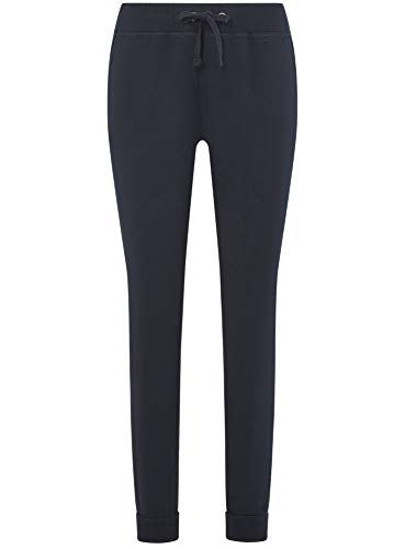 oodji Ultra Mujer Pantalones de Punto con Cordones, Azul, ES 36 / XS