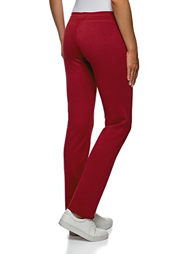 oodji Ultra Mujer Pantalones de Punto con Cordones, Rojo, ES 42 / L