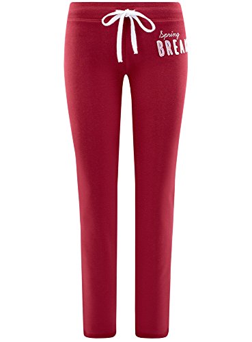 oodji Ultra Mujer Pantalones de Punto con Cordones, Rojo, ES 42 / L