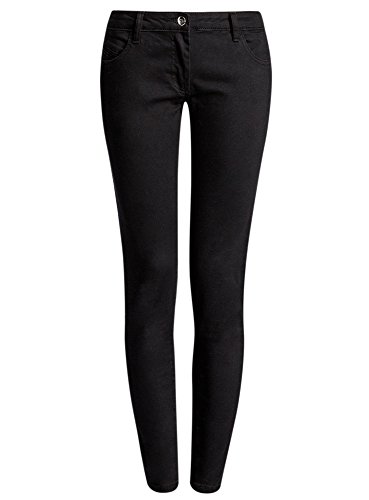 oodji Ultra Mujer Pantalones Skinny, Negro, 27W / 32L