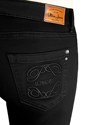 oodji Ultra Mujer Pantalones Skinny, Negro, 27W / 32L