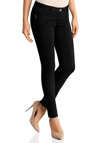 oodji Ultra Mujer Pantalones Skinny, Negro, 27W / 32L