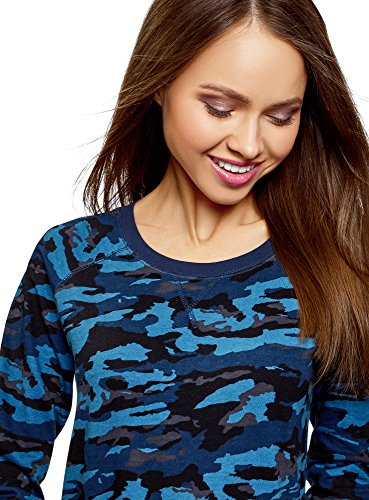 oodji Ultra Mujer Suéter Básico de Algodón, Azul, ES 42 / L