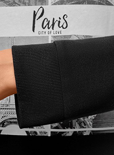 oodji Ultra Mujer Suéter Básico de Algodón, Negro, ES 36 / XS