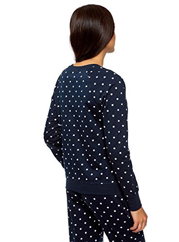 oodji Ultra Mujer Suéter Básico Estampado, Azul, ES 34 / XXS