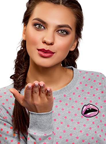 oodji Ultra Mujer Suéter Estampado de Algodón, Gris, ES 36 / XS