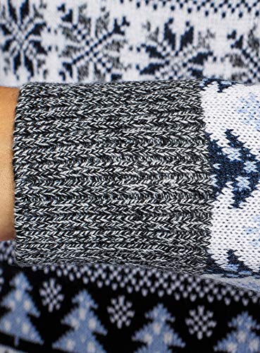 oodji Ultra Mujer Suéter Navideño Recto con Decoración de Invierno, Gris, ES 34 / XXS